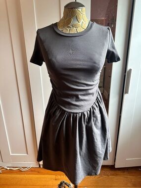 Short-Sleeve Gathered Waist Mini T-Short Dress